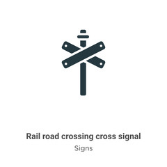 Poster - Rail road crossing cross signal glyph icon vector on white background. Flat vector rail road crossing cross signal icon symbol sign from modern signs collection for mobile concept and web apps design.