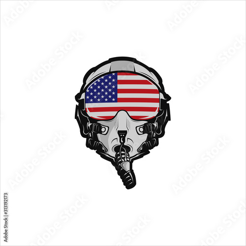 Fotomural American fighter jet pilot helmet