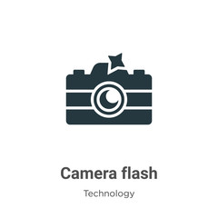 Poster - camera flash glyph icon vector on white background. flat vector camera flash icon symbol sign from m