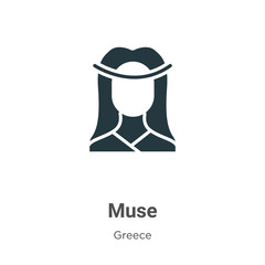 Poster - Muse glyph icon vector on white background. Flat vector muse icon symbol sign from modern greece collection for mobile concept and web apps design.