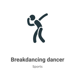 Poster - Breakdancing dancer glyph icon vector on white background. Flat vector breakdancing dancer icon symbol sign from modern sports collection for mobile concept and web apps design.