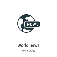 Poster - World news glyph icon vector on white background. Flat vector world news icon symbol sign from modern technology collection for mobile concept and web apps design.