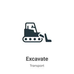 Poster - Excavate glyph icon vector on white background. Flat vector excavate icon symbol sign from modern transport collection for mobile concept and web apps design.
