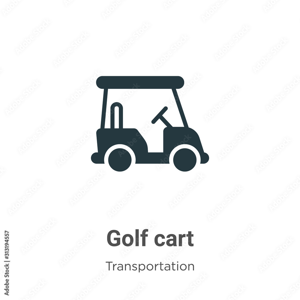 Golf cart glyph icon vector on white background. Flat vector golf cart ...