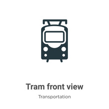 Tram Front View Glyph Icon Vector On White Background. Flat Vector Tram Front View Icon Symbol Sign From Modern Transportation Collection For Mobile Concept And Web Apps Design.
