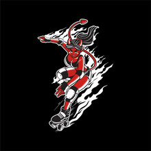 Red Devil Riding Wheels Shoes  T Shirts Design