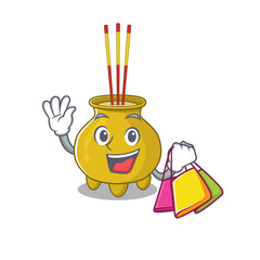 Poster - A happy rich chinese incense waving and holding Shopping bag