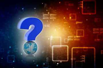 Poster - 3d rendering questionmark and globe