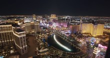 Las Vegas, Nevada Circa-2019, Time-lapse Shot At Night Overlooking The Bellagio Fountains. Shot With BMPCC 6K