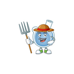 Wall Mural - Cute Farmer blue potion cartoon mascot with hat and tools