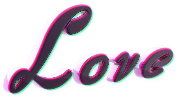 Love in white background. 3D Illustration.
