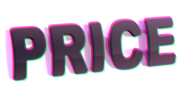 Price in white background. 3D Illustration.