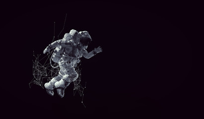 Wall Mural - Spaceman running fast. Mixed media