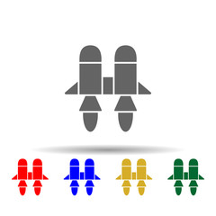 Poster - Fly, jetpack, space multi color style icon. Simple glyph, flat vector of transport icons for ui and ux, website or mobile application