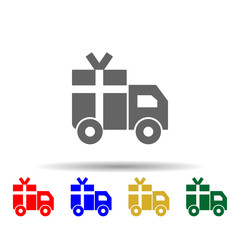 Poster - Delivery, present, shipping, truck multi color style icon. Simple glyph, flat vector of transport icons for ui and ux, website or mobile application