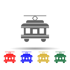 Poster - Tram Car, Train, passenger transportation multi color style icon. Simple glyph, flat vector of transport icons for ui and ux, website or mobile application