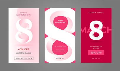 Wall Mural - 8 march. international women's day banner. editable post template set for banner sale, presentation,