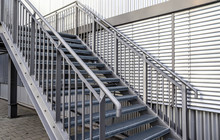 Close Up View On Metallic Stairs At A Modern Architecture Building