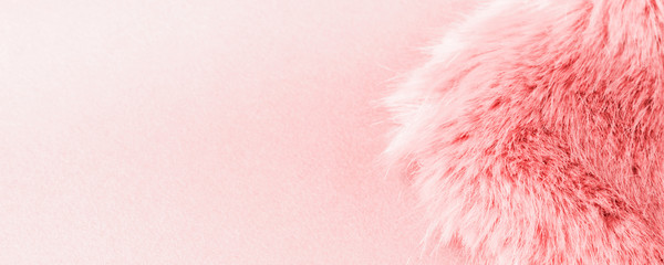 faux fur detail flat lay monochrome pink color background for social media