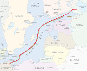  Map of the Baltic Sea gas pipeline between Russia and Germany