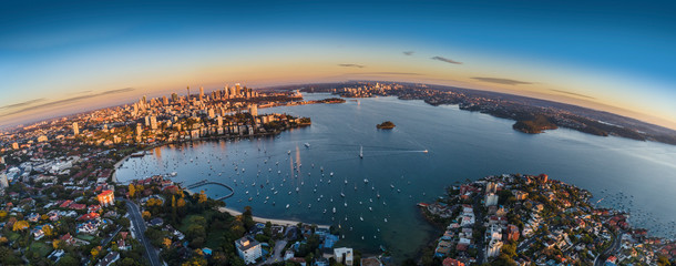 Wall Mural - Sydney Harbour sunrise aerial photo