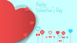 Happy Valentine's Day with red heart shape, flowers, Paper Arts concept design.