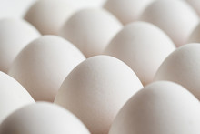 Background Of White Chicken Eggs.