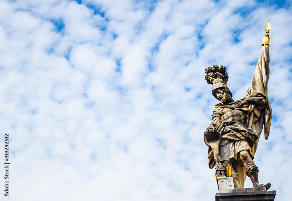 St. Florian statue on Alter markt square landmark of Salzburg, Austria - obrazy, fototapety, plakaty 