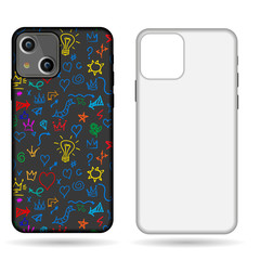 Poster - Black mobile phone cover mockup Digital gadget. Vector