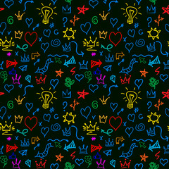 Poster - hand-drawn doodle set. Vector line art Doodle cartoon set of objects and symbols on the Social Media theme