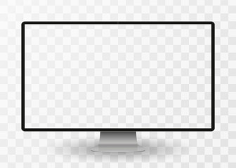 Poster - Modern computer monitor display with blank screen isolated on transparent background. Front view. Vector eps10.