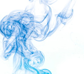 Blue smoke on white background