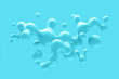 Abstract three-dimensional background of many flying droplets of viscous liquid. 3D illustration, 3D render. Stock illustration