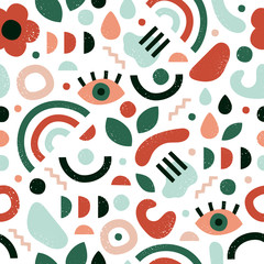 Wall Mural - doodle abstract pattern. hand drawn cartoon modern graphics, abstract cubism objects, fabric scribbl