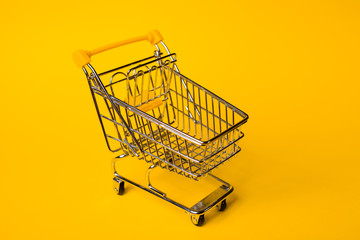 Shopping cart concept of shopping and sales, retail and shops.