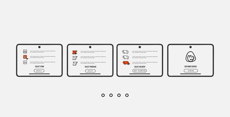 E commerce onboarding app screens line interface template design vector eps 10