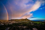 Fototapeta Tęcza - Double Rainbow over Diamond Head