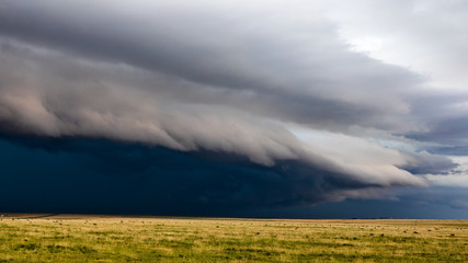 Wall Mural - storm clouds over a field