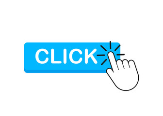 Poster - Click button with hand pointer clicking. Vector stock illustration.