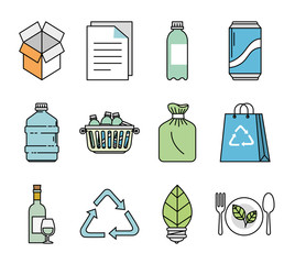 Poster - bundle of ecology friendly set icons vector illustration design