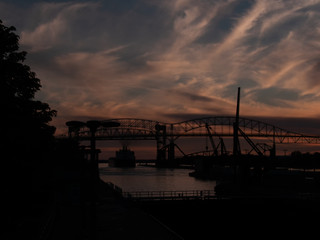 Sunset over Sault locks