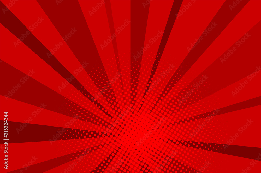 Comic red sunbeam background Retro pop art style cartoon Stock Vector ...