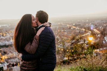 Couple in love in a landscape