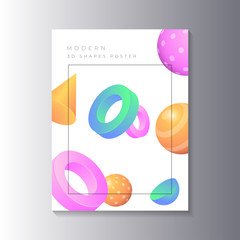 Wall Mural - Modern Poster Template with 3d geometric shapes gradient color, applicable for flyer, cover, brochure, banner design