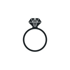 Aufkleber - Ring With Diamond icon template color editable. engagement and wedding ring symbol vector sign isolated on white background illustration for graphic and web design.