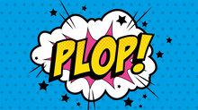 Cloud With Plop Lettering Pop Art Style Icon Vector Illustration Design