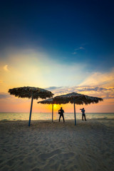 Sunrise view in Fanateer beach at Al Jubail city,Saudi Arabia.