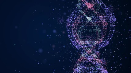 Amazing super DNA strand rotating in space as a sample of perfect human molecule with genetic information.