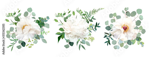 Cuadros en Lienzo Wedding white flower vector design bouquets