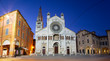 Modena - The west facade of Duomo (Cattedrale Metropolitana di Santa Maria Assunta e San Geminiano) at dusk.